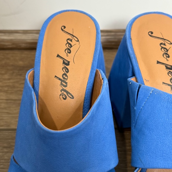 Free People Women's Suede Love is Everywhere Platform Block Heeled Sandals Blue - Picture 3 of 11